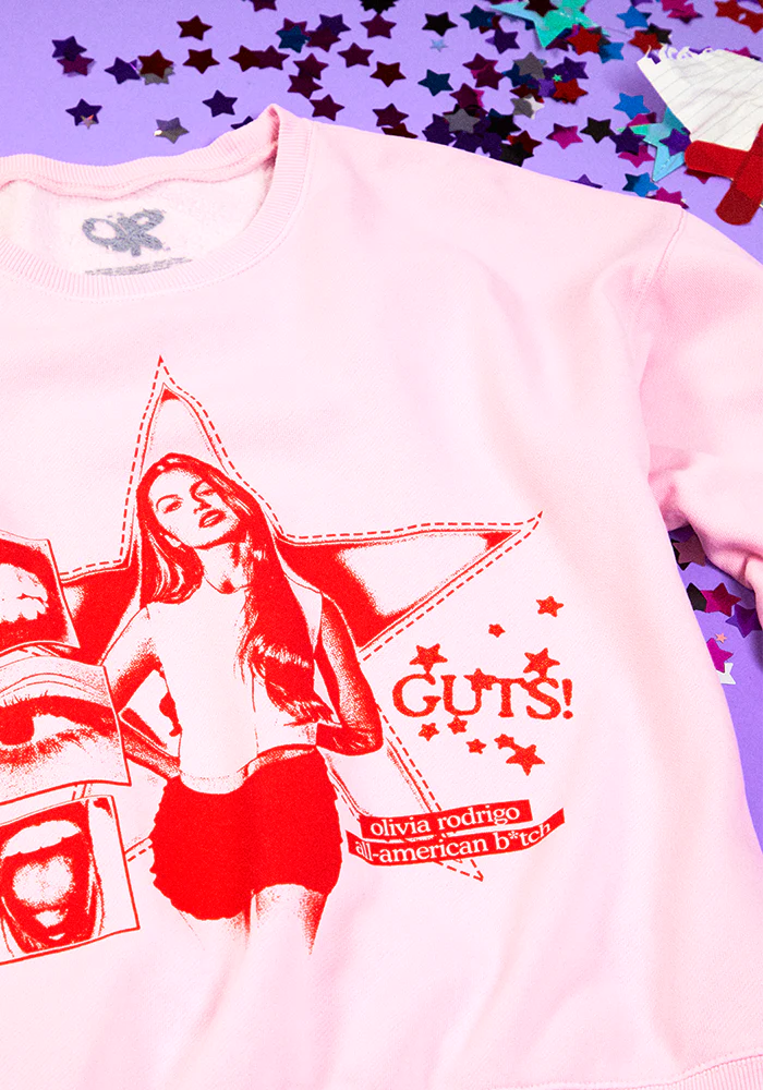 Olivia Rodrigo GUTS world tour crewneck pullover in pink Crewneck 348017