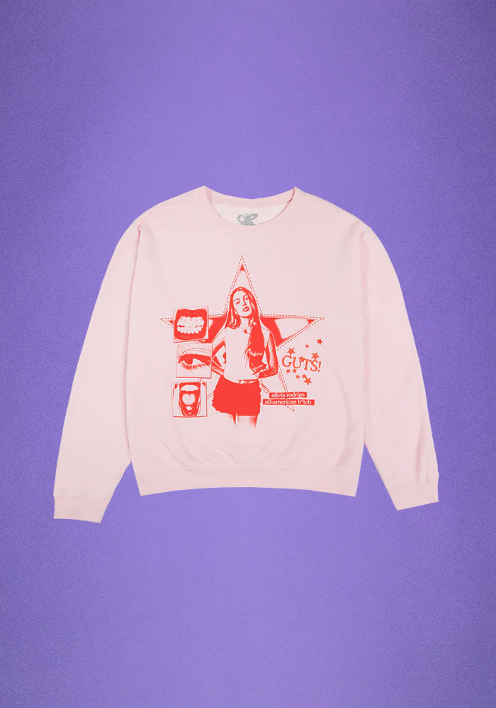 Olivia Rodrigo GUTS world tour crewneck pullover in pink Crewneck 348021