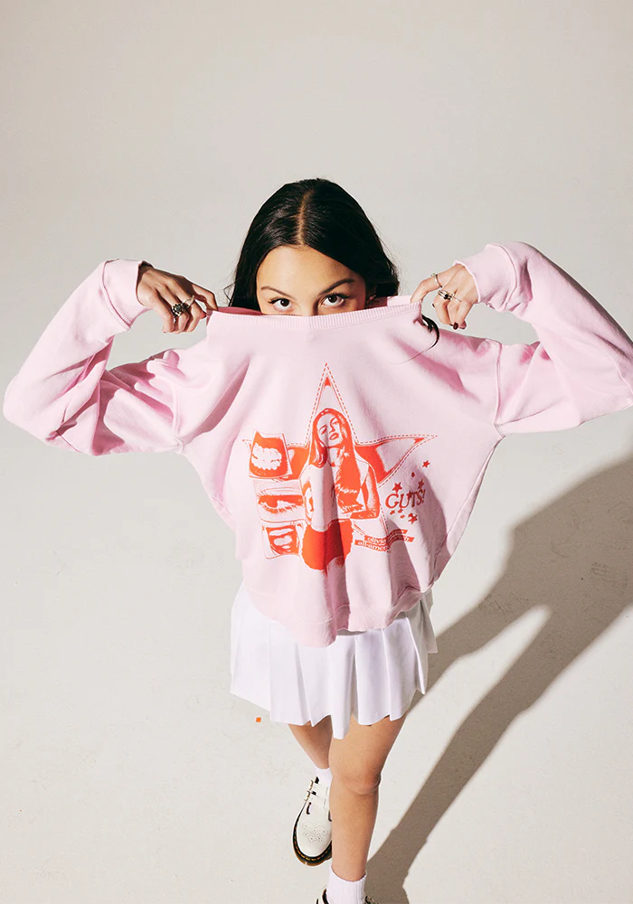 Olivia Rodrigo GUTS world tour crewneck pullover in pink Crewneck 348025