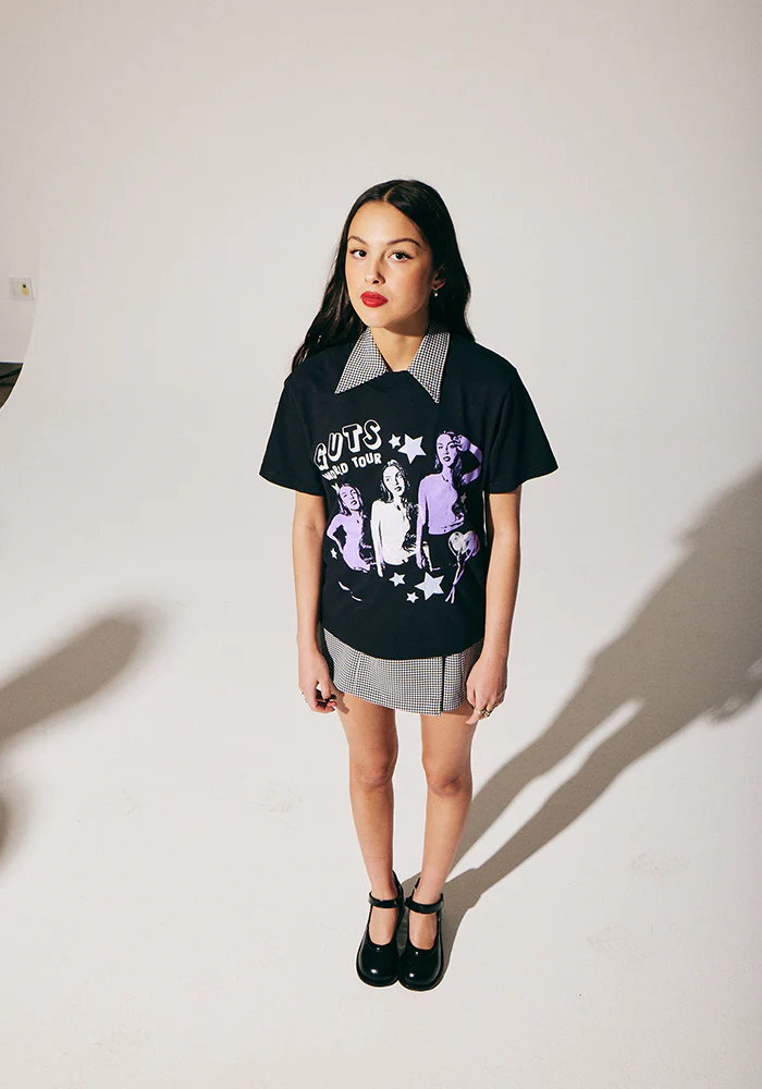 Olivia Rodrigo GUTS world tour lollypop dateback t-shirt in black T-Shirt 348053