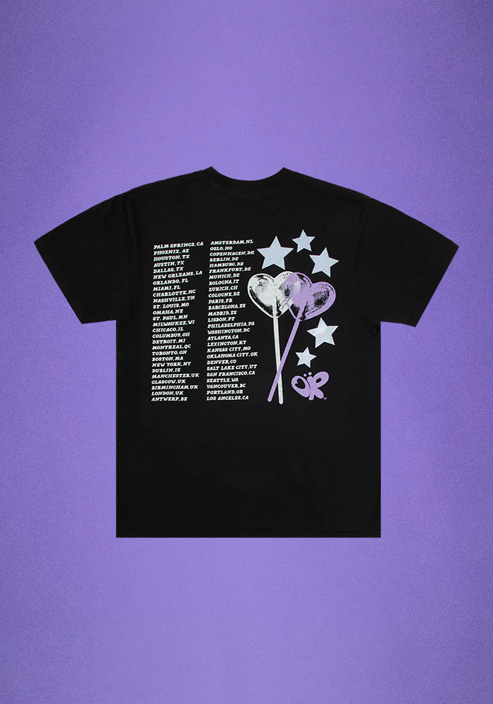 Olivia Rodrigo GUTS world tour lollypop dateback t-shirt in black T-Shirt 348073